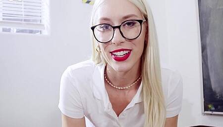 Skinny Blonde Teacher Wants To Suck Your Cock