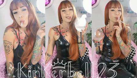 Smoking in Leather enjoying drink at party