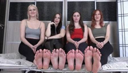 Tara & Frida & Inga & Ashley - big bare soles 4K