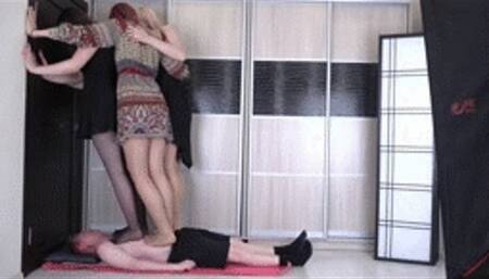 Tara & Frida & Inga & Ashley - pantyhose trampling 4K