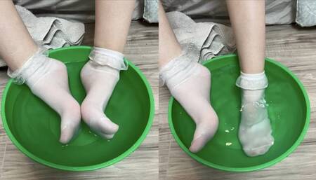 Wet Ruffle Socks Teasing and Light Dirty Talk (close up)