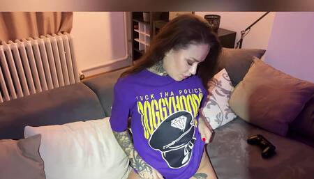 Mari Galore played video games with her step brother and then started masturbating with another toy