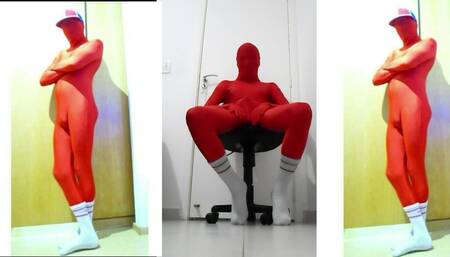 Red Zentai on the Chair
