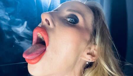 Close up chain smoking 2 at once