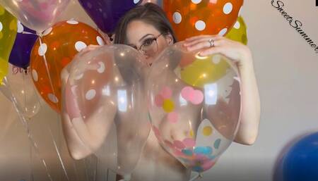 Popping Helium Balloons and Giving you a Blow Job in the Nude after Birthday Party (Reupload with Deleted BJ Scene)