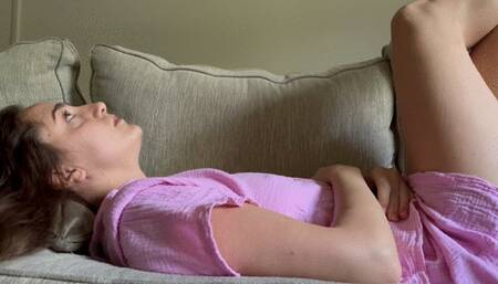 Barking Coughs laying in back, stomach, and side