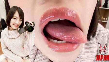 Moe Hazuki's Provocative Mouth Tongue and Saliva POV; Selfie Seduction