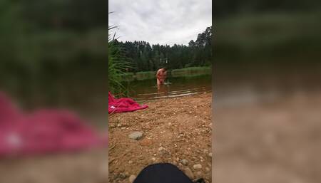 Naked alone on the beach