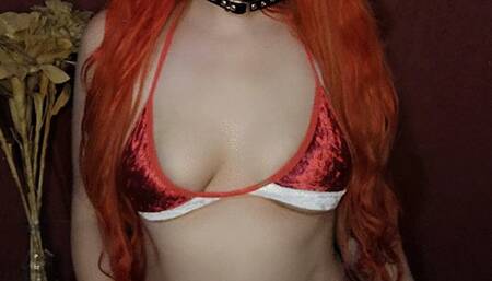 Smoking in a hot christmas costume - cork