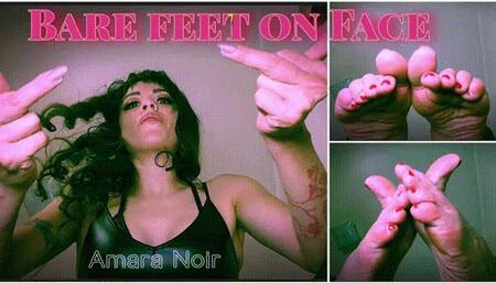 Bare feet on face