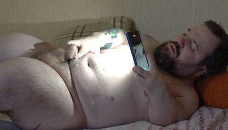 Midget Daddy Show His Ass, Jerk off and Cum on Belly