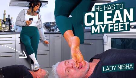 He, my living doormat, now has to lick my feet clean! ( Foot Domination with Lady Nisha ) - FULL HD wmv