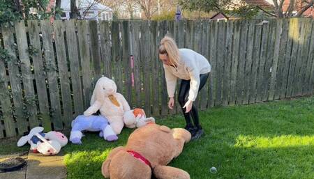 5 large toys Destroyed and burning