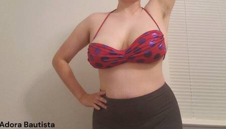 Bikini Striptease to Flaunt My Big Tits and Hairy Body