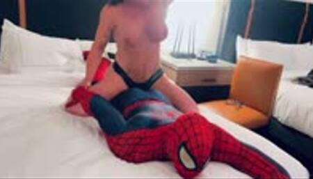 Kandy the Pegging Queen takes Spider mans ass with her strap on