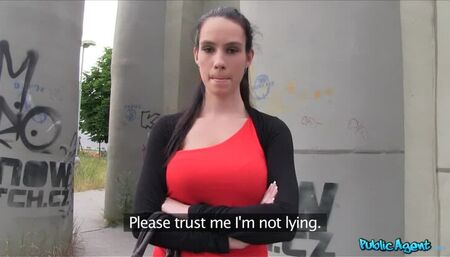 Wannabe Brunette Model Bounces On Stranger's Dick In Public