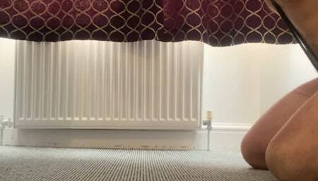 Bound and wrapped cleans mistresses ass and sucks her strap on