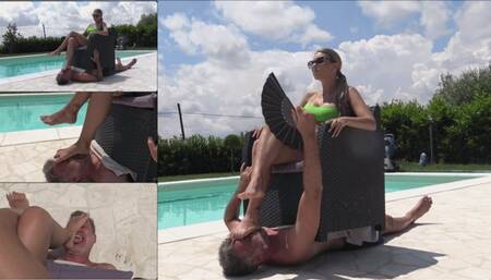 GABRIELLA - Even being my footstool is not easy 8 - Foot domination, face as a footstool (With the slave trapped under the chair!)