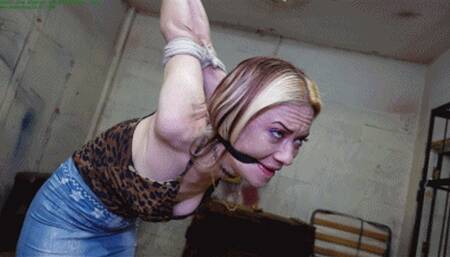 Stretched up in a sinister breast bound strappado as a vibrating dildo works its magic deep inside her pussy (WMV HD 8000kbps)