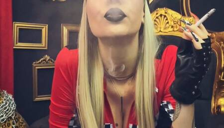 Racing inspired look with black lipstick, smokin’