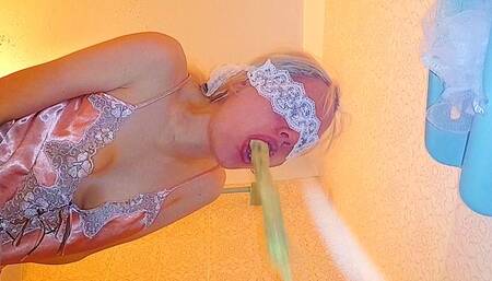 Emetophilia , girl vomits in satin top