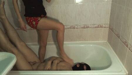 Toilet Slave in Bathtub