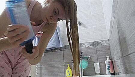 MORNING WASHING OF YOUR HAIR AND FACE! MP4
