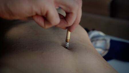 Lite cigarette inside her Belly Button! (FHD)