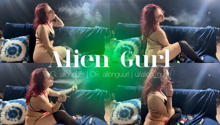 Sexy Smoking, Barely Dressed | Alien Girl