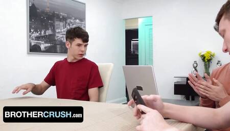 Horny Big Stepbrothers Let Their Inexperienced Teen Bro To Pound Their Tight Asses On The Couch