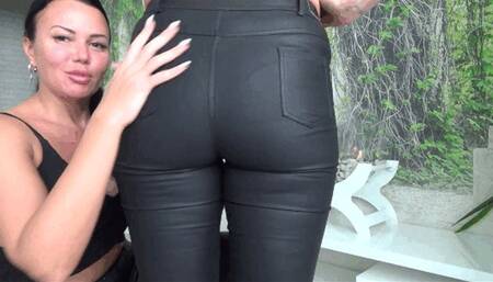 2 sexy butts in leather pants LP