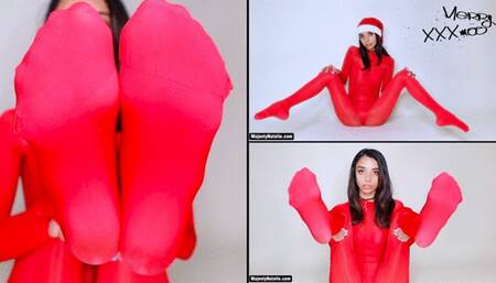 Feet in Shiny Red Body Stocking JOI by Majesty Natalie! KINKS: Edging, Gooning