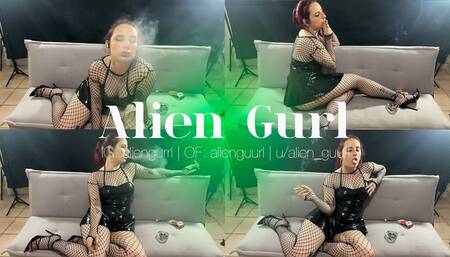 Latex Slut Enjoying a Long Red Marlboro