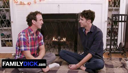 Perv Dude Makes His Stepsons Suck Each Other While He Pounds Them From Behind For Thanksgiving
