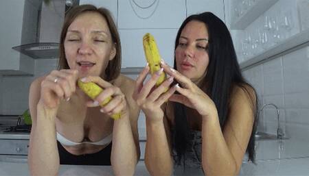 We swallow big chunks of banana AM b