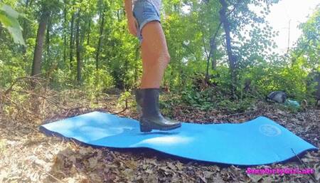79 minutes teen playing with rubber boots in a forest and touching herself