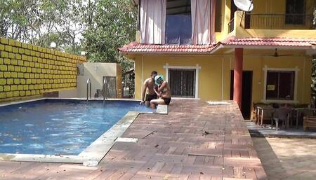 College Girl and Her Boyfriend Made a Loving and Fucking Session in Swimming Pool and Its Bathroom