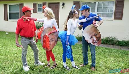 Teen Neighbors Swap & Fuck Dad to Vote Red & Blue
