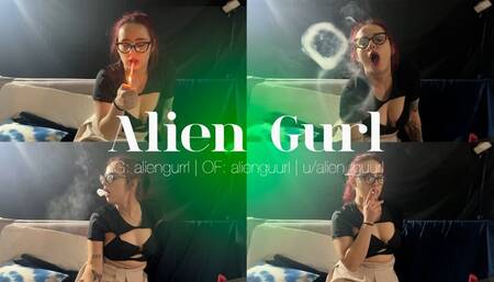 Smoking on a High Ponytail and Glasses