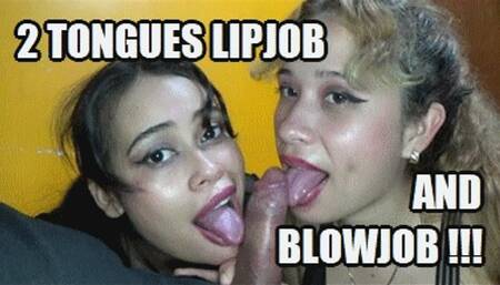 LIP FETISH BLOWJOB 231224B VIOLET + DIANA PRATICING LIP AND TONGUE TRICKS WHILE SUCKING COCK HD MP4