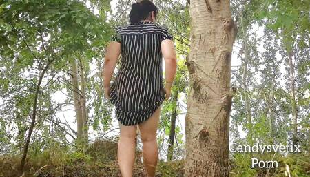 Squirting Orgasm Golden Shower Hot Wife BBW Curvy Masturbates Outdoors