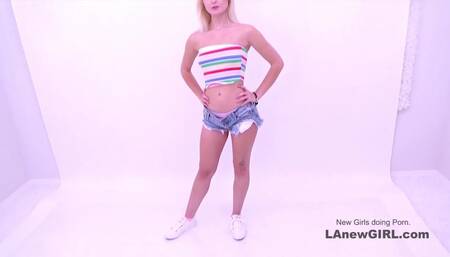 Petite girl gets cock pushed in her mouth