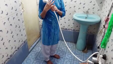 Indian Young Girl Taking a Shower