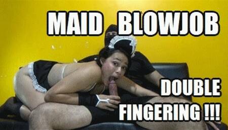 FINGER FUCKING BLOWJOB 231225B SARAI PRATICING MAID GETTING FINGERED IN PUSSY AND ASS WHILE SUCKING COCK HD MP4