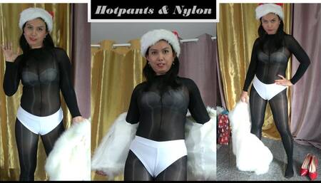 Shiny Nylon Santa - Hotpants Tease Part 1 - HD