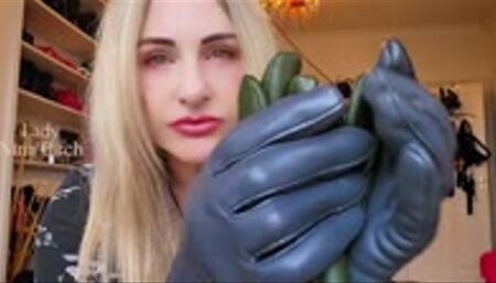 Lady Nina Birch - Leather Gloves Red Nails Fetish