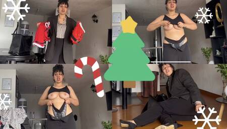 360P Seamstress embarrassed in job interview at christmas