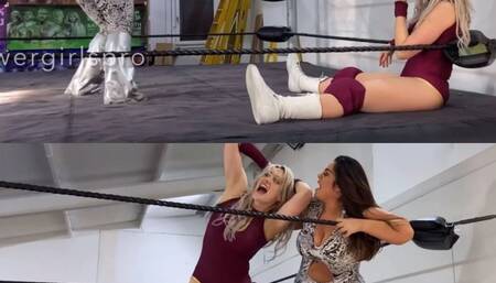 Competitive female wrestlers