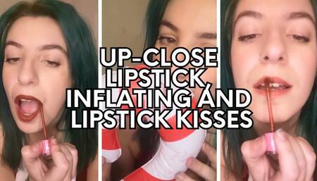 Up-Close Lipstick Fetish And Inflatable Kisses