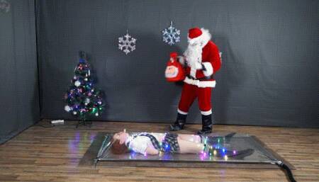 Bondage by garland schoolgirl in transparent vacuum bed with vibro